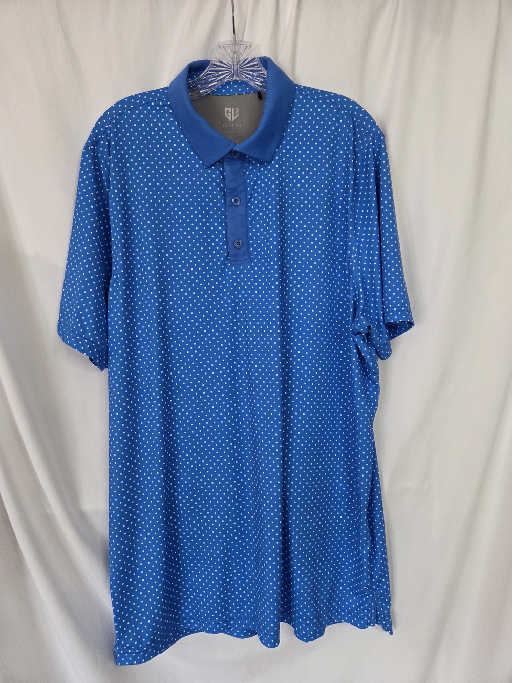 Graham Luxe Blue/White Golf Spring Polo Size L